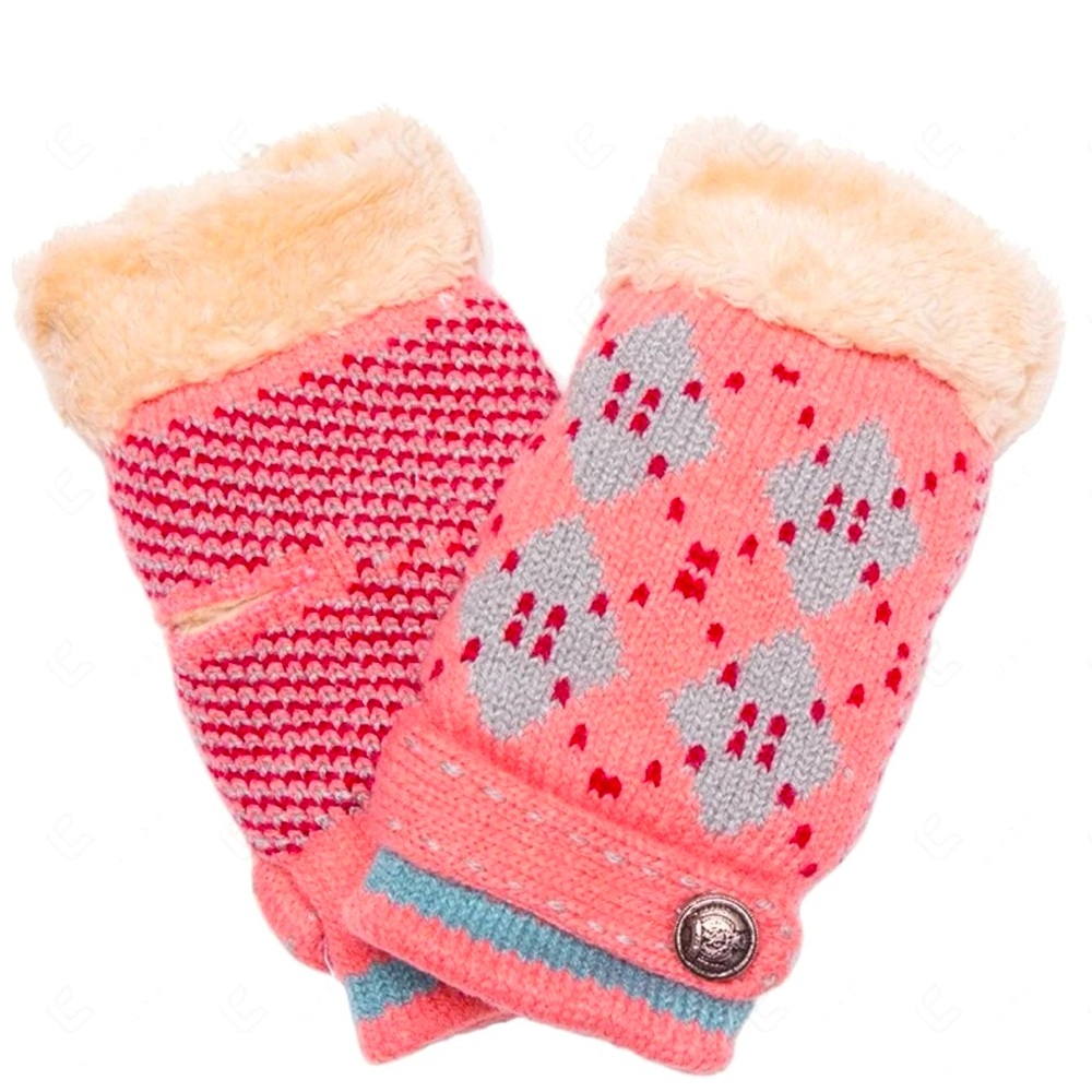 ARGYLE PATTERN KNITTED FINGERLESS GLOVES, ONE SIZE
